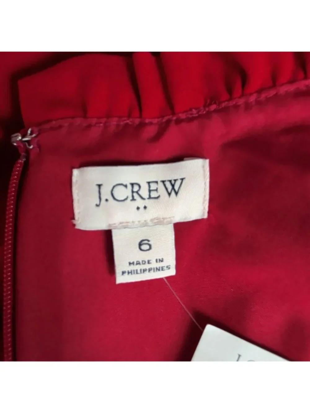 J. Crew Red Dress 6 Small A-Line Ruffle Mini NWT